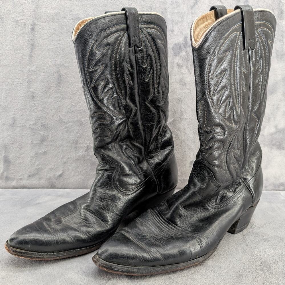 Ortho O'Sullivan Ease Vintage Western Leather Cowboy Boots Black size 9.5B